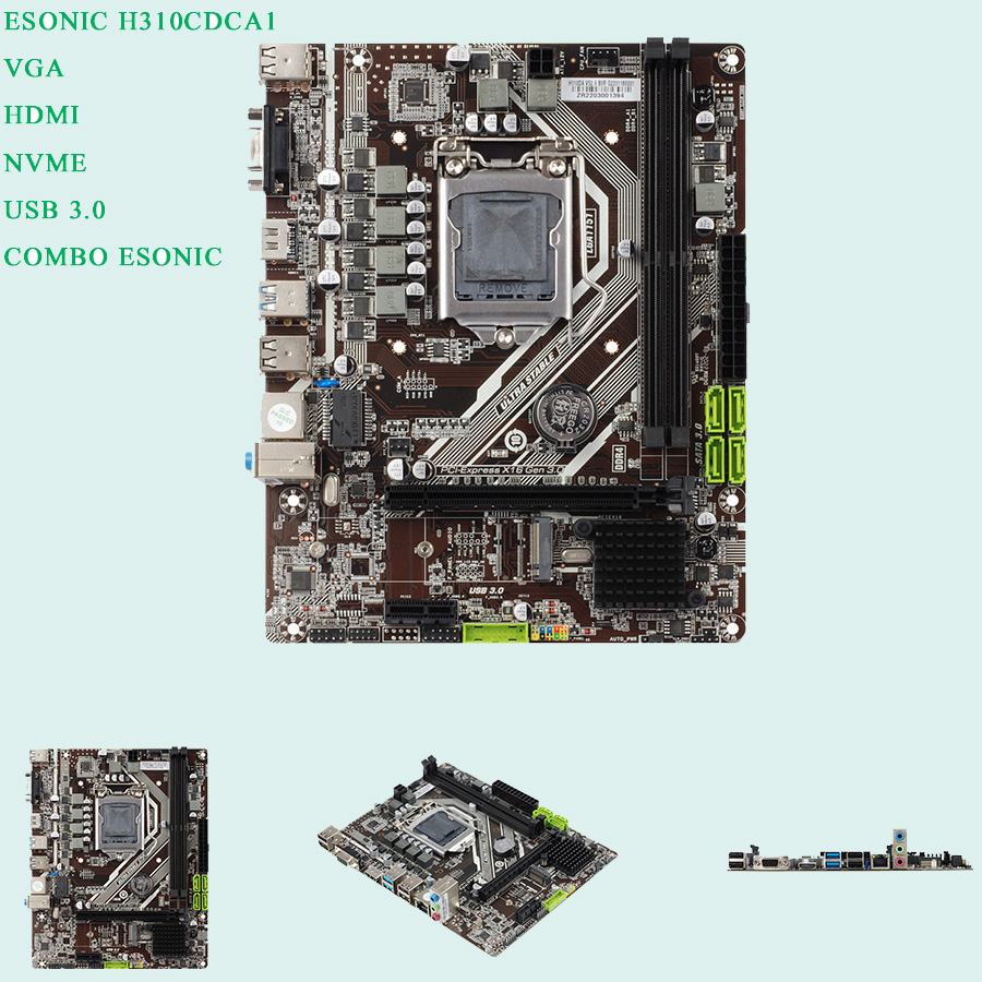 Esonic Intel H310C DDR4 Motherboard HDMI VGA M.2 NVME